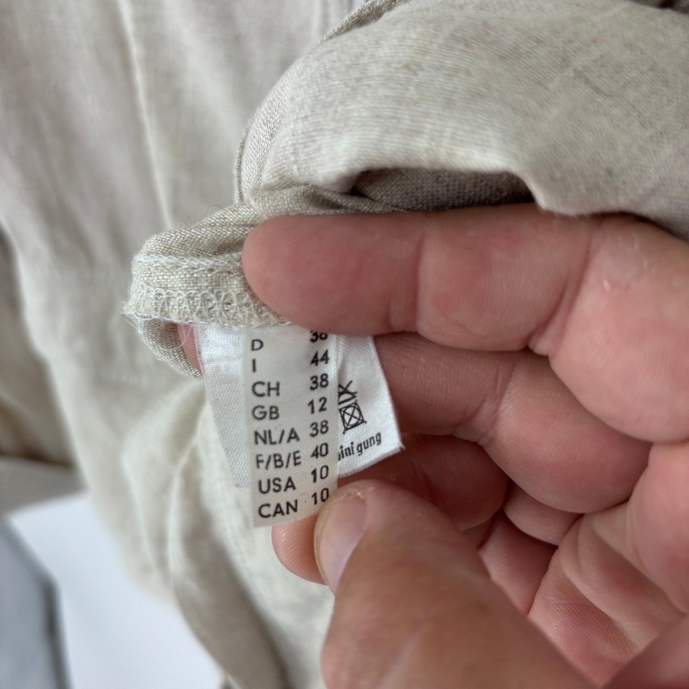 Beate‎ Heymann Jacket Womens 10 Beige Linen Blend Asymmetric Zip Moto Lagenlook - Picture 5 of 10
